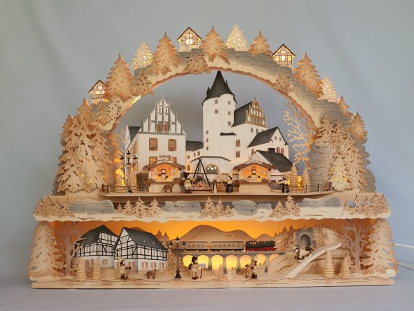 Tietze Schwibbogen Schlossweihnacht inkl. Erhöhung groß