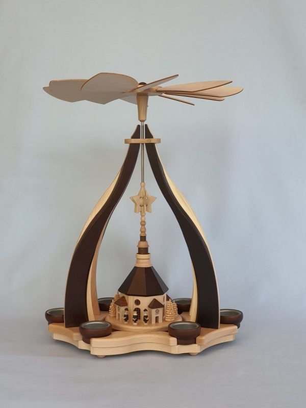 Design Pyramide Seiffener Kirche für Teelichter groß