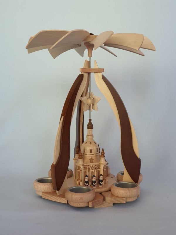Pyramide Dresdner Frauenkirche zweifarbig für Teelichter klein