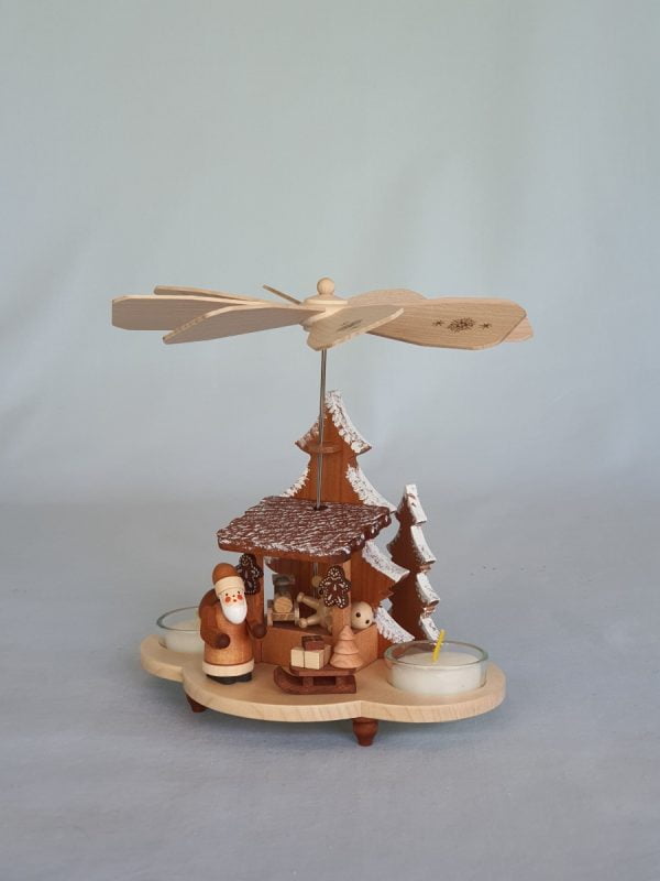 Ulbricht Teelichtpyramide Weihnachtsmann auf Striezelmarkt natur klein